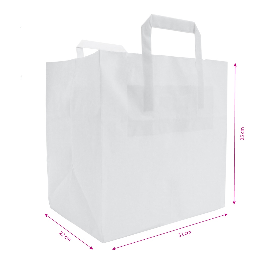 Sac cabas 32x22x25 cm kraft blanchi 70gr sans impression